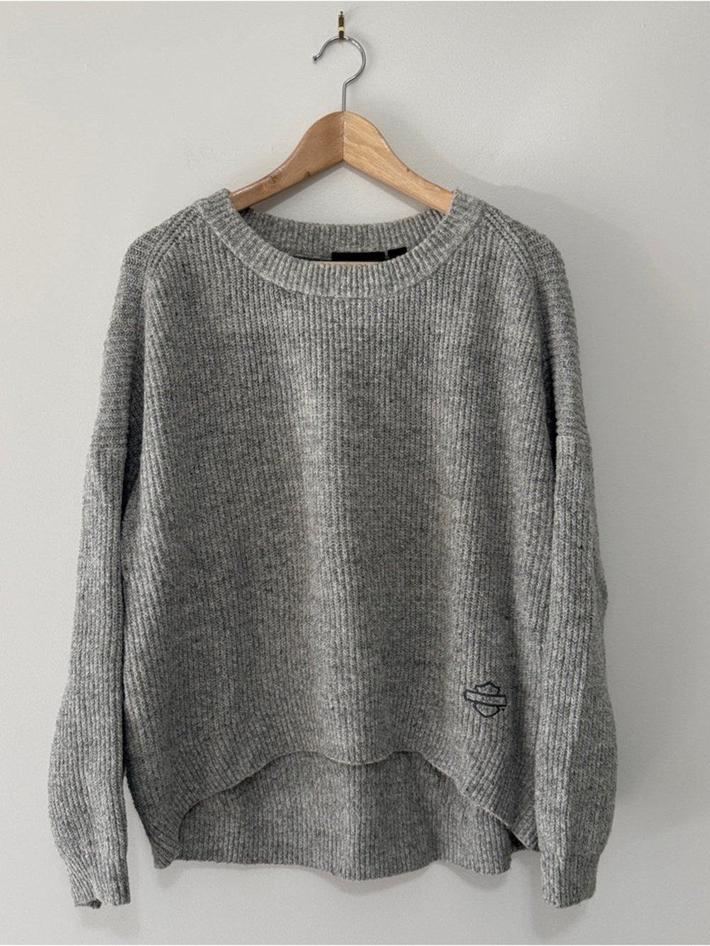 Harley-Davidson | High Low Grey Knit Sweater - Size L